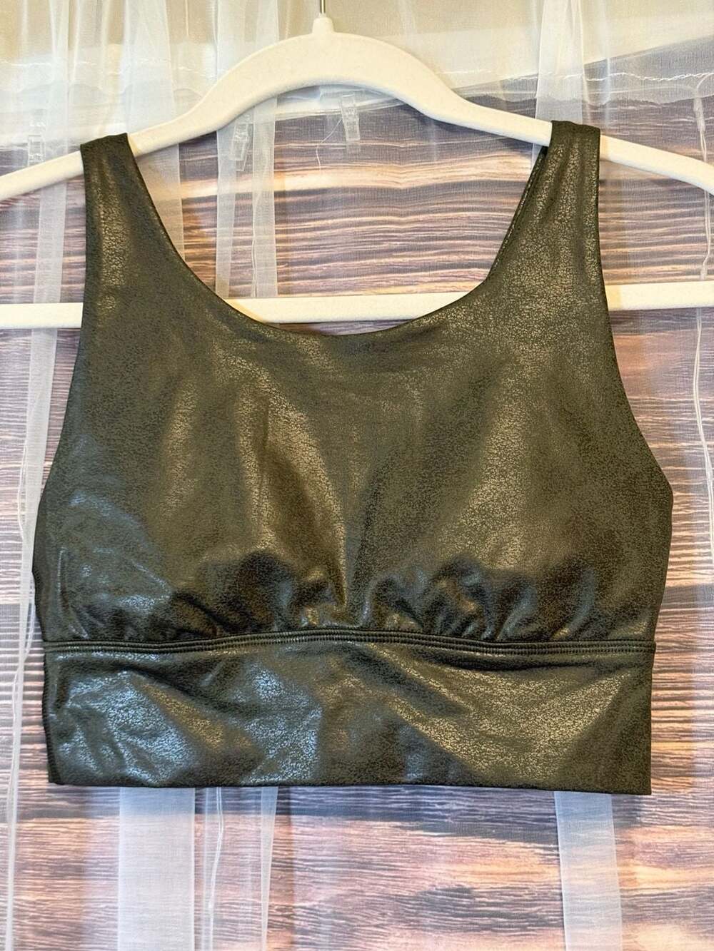 OFFLINE by Aerie The Hugger Crackle Faux Leather Medium Support Sports Bra